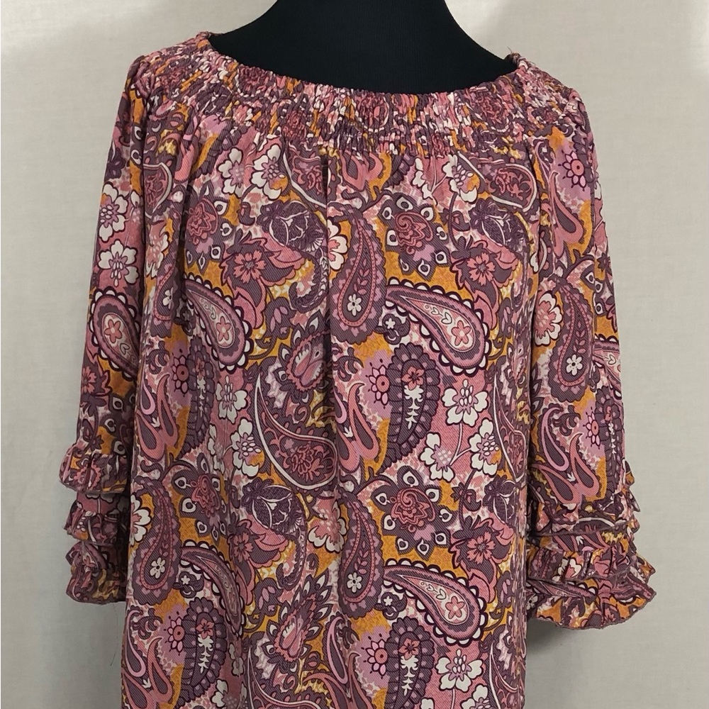 Grace + Karma Dress Parsley Size XL Ruffled Short Sleeves  = D
